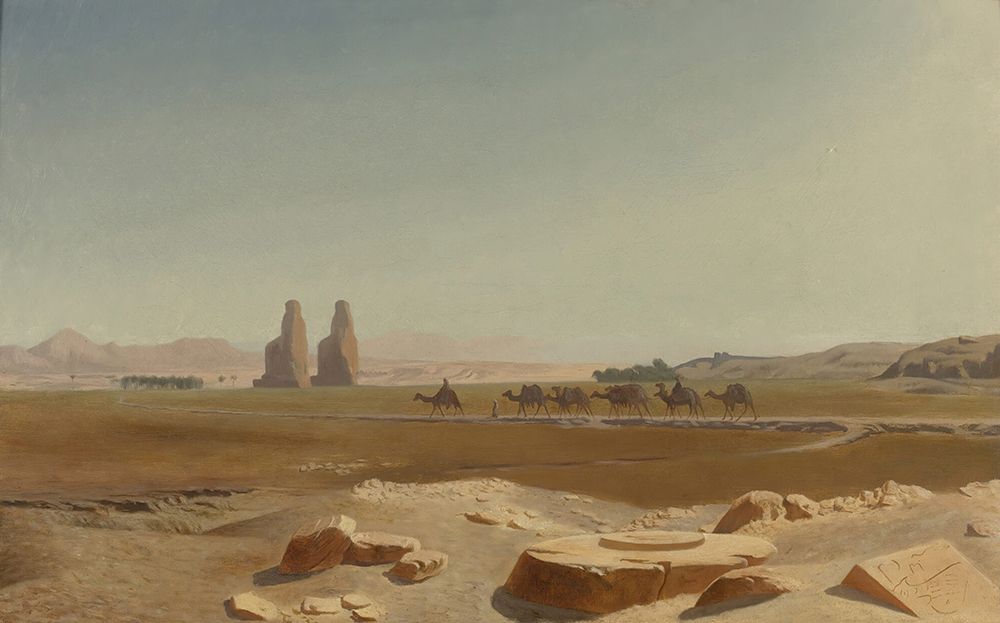 Caravan Passing The Colossi Of Memnon, Thebes art print by Jean-Leon Gerome for $57.95 CAD