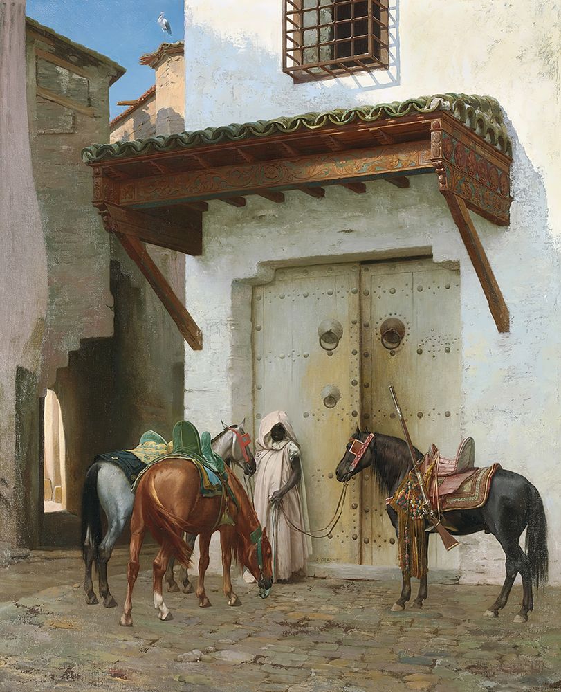 Chevaux tenus par un esclave La Halte 1875 art print by Jean-Leon Gerome for $57.95 CAD
