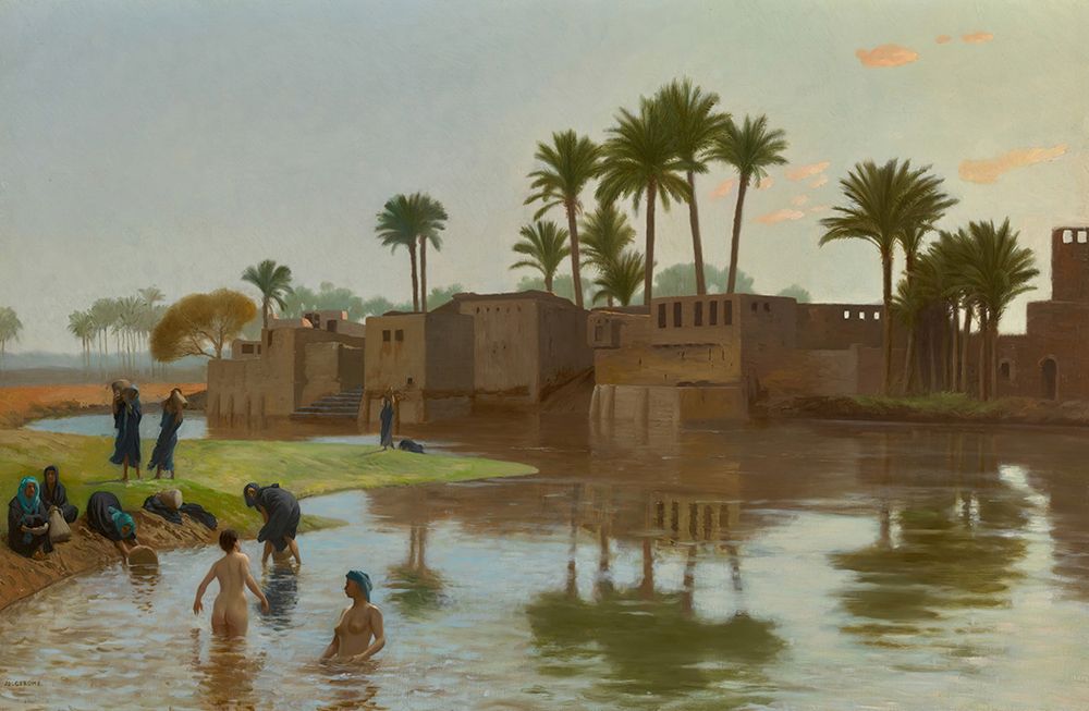 Femmes fellahs au bain art print by Jean-Leon Gerome for $57.95 CAD