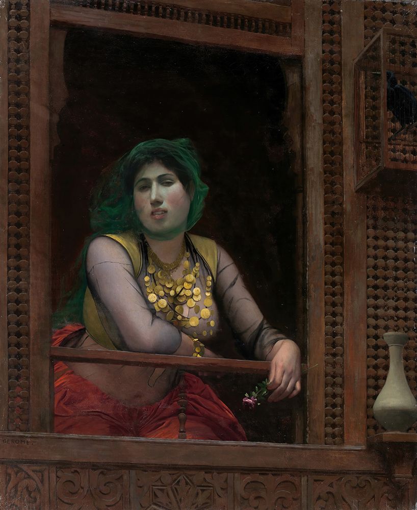 Woman at a Balcony 1887 art print by Jean-Leon Gerome for $57.95 CAD