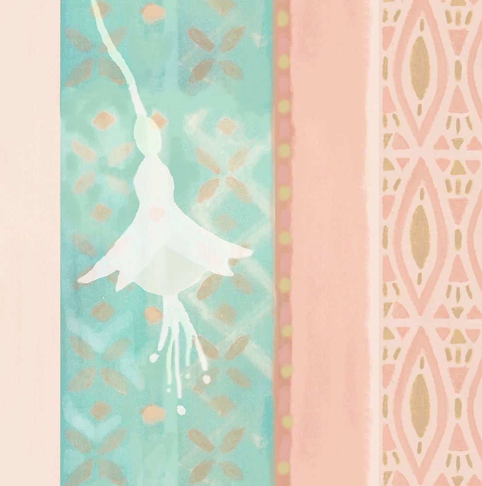 Pink and Mint Flower Panel art print by Flora Kouta for $57.95 CAD