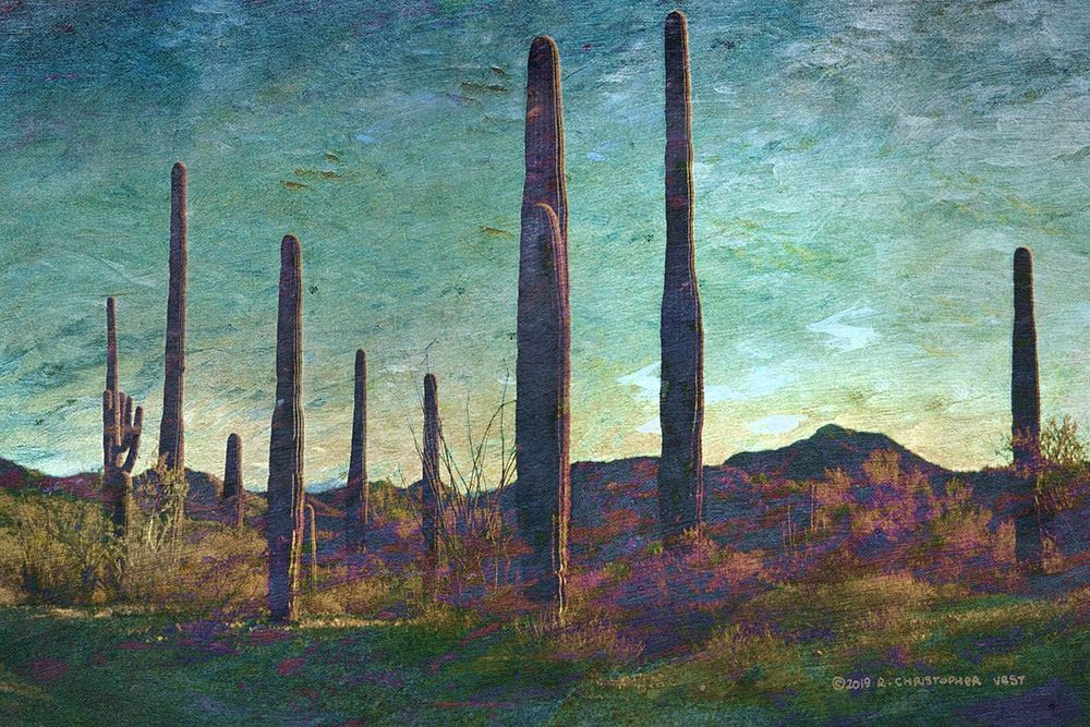 Saguaros Pastel art print by Christopher Vest for $57.95 CAD