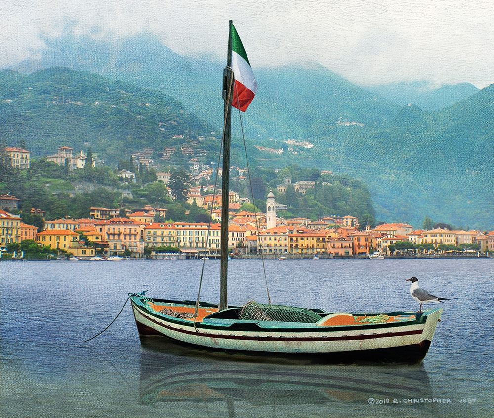 Village on Como with Boat art print by Christopher Vest for $57.95 CAD