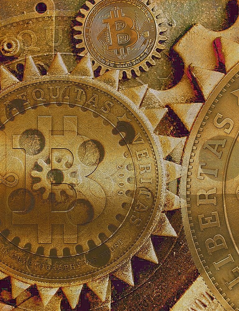 Grunge Bitcoin art print by Steve Hunziker for $57.95 CAD