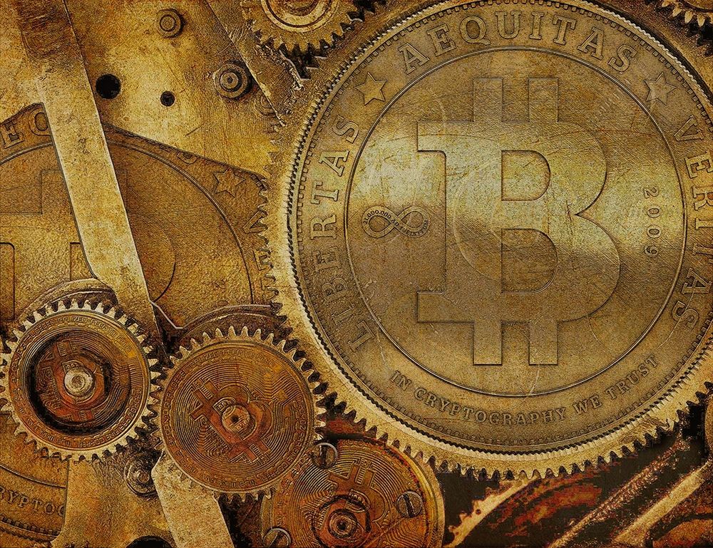 Grunge Bitcoin I art print by Steve Hunziker for $57.95 CAD