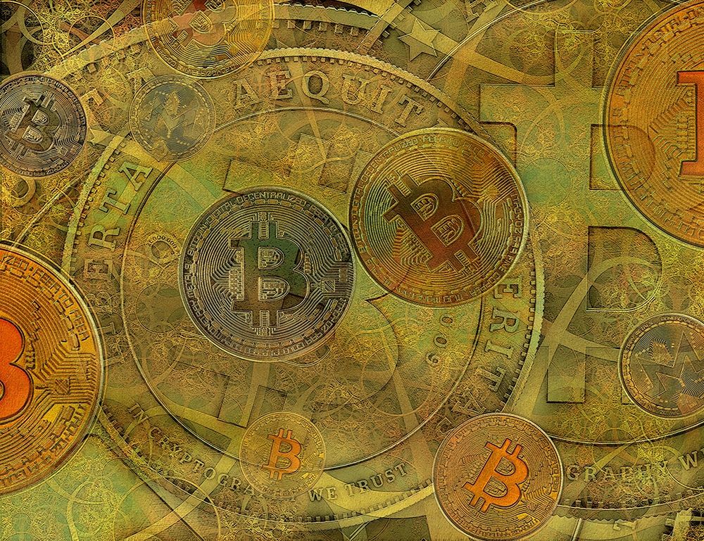 Grunge Bitcoin II art print by Steve Hunziker for $57.95 CAD