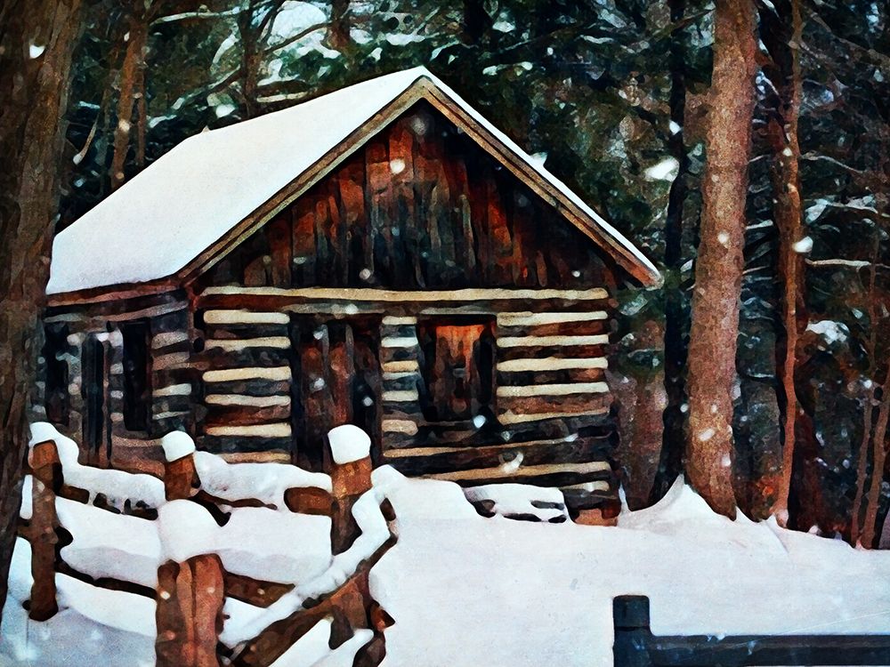 Snow Covered Cabin art print by Ashley Aldridge for $57.95 CAD