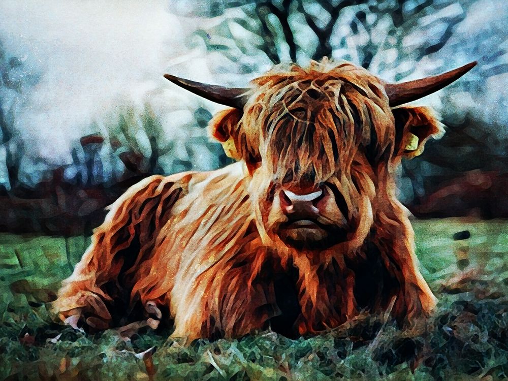 Highland Cow Kinda Rest art print by Ashley Aldridge for $57.95 CAD
