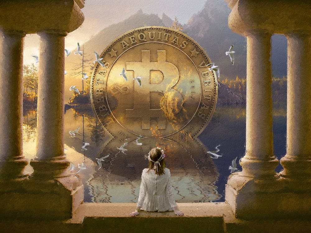 Bitcoin Deco III art print by Steve Hunziker for $57.95 CAD