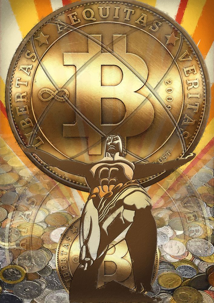 Bitcoin Deco IV art print by Steve Hunziker for $57.95 CAD