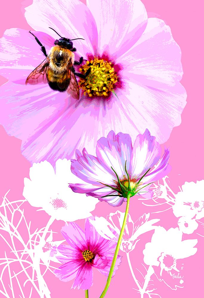 Bee on Cosmos art print by Evalia Designs for $57.95 CAD