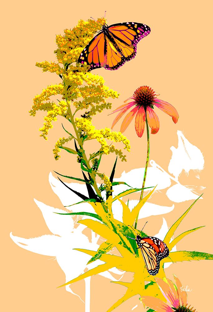 Monarchs on Golden Rod I art print by Evalia Designs for $57.95 CAD