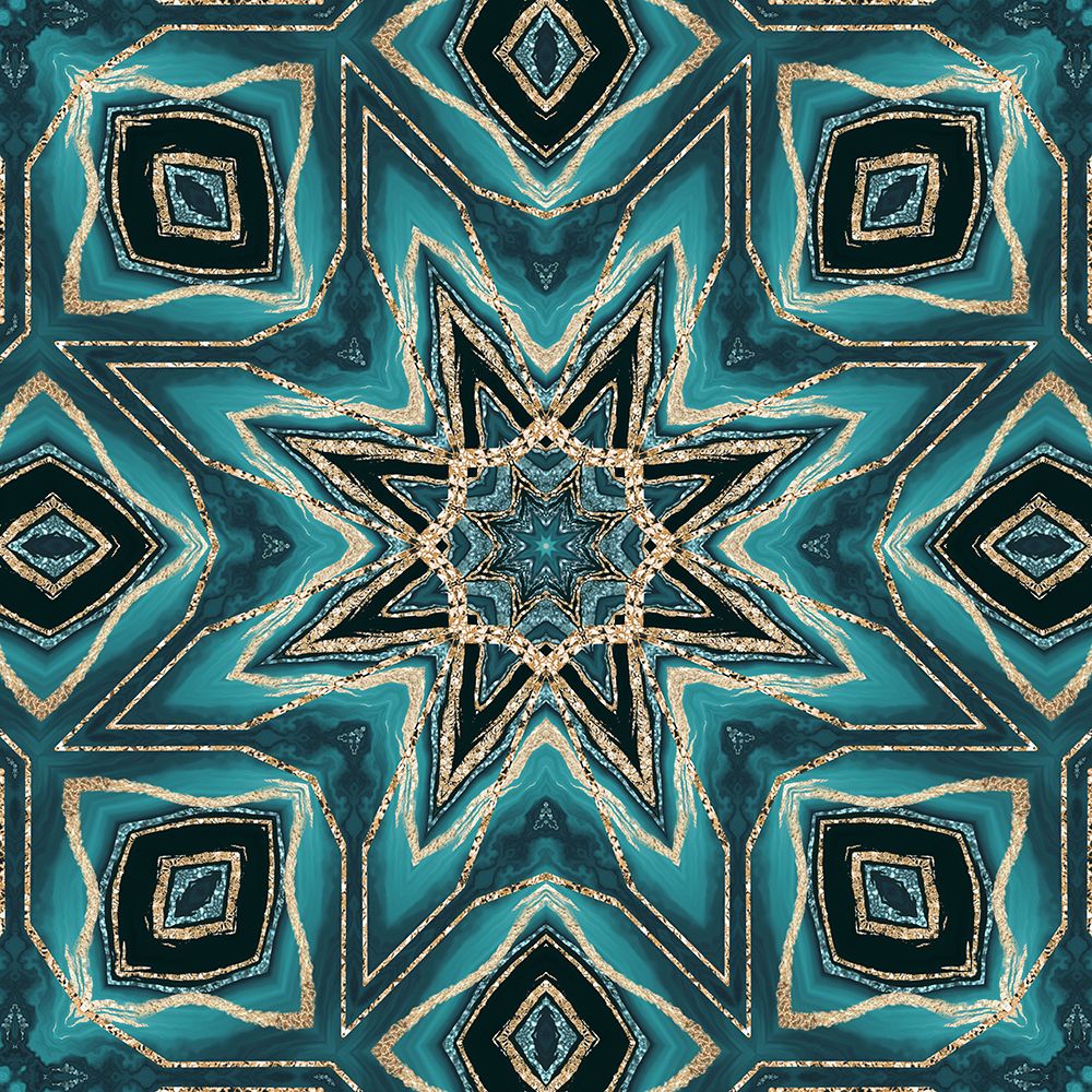 Gold Teal Tile IV art print by Andrea Haase for $57.95 CAD
