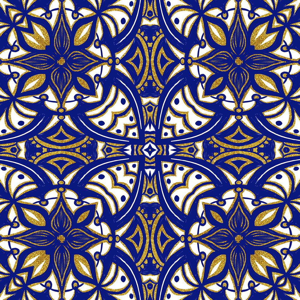 Gold Blue Vintage Tile I art print by Andrea Haase for $57.95 CAD