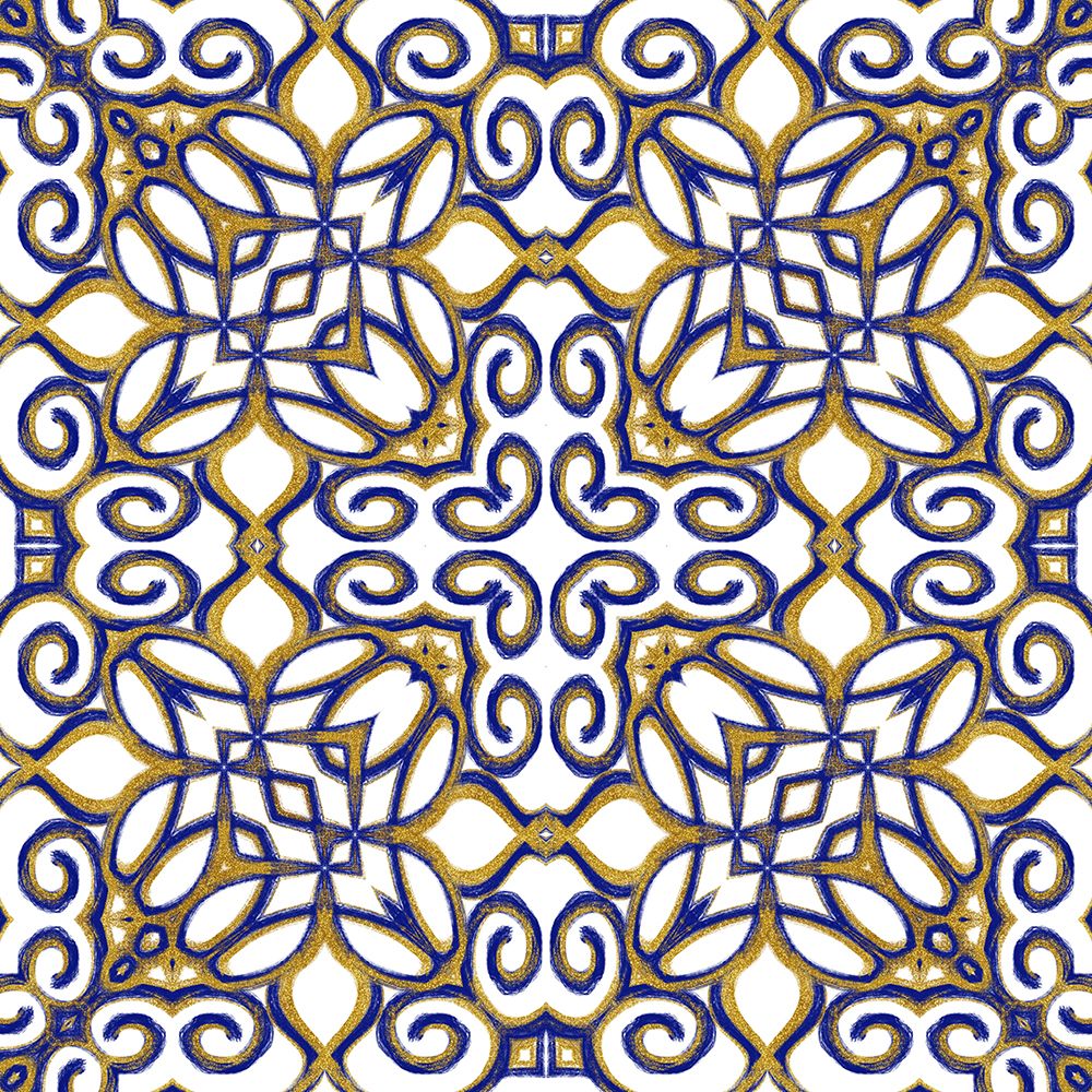 Gold Blue Vintage Tile III art print by Andrea Haase for $57.95 CAD