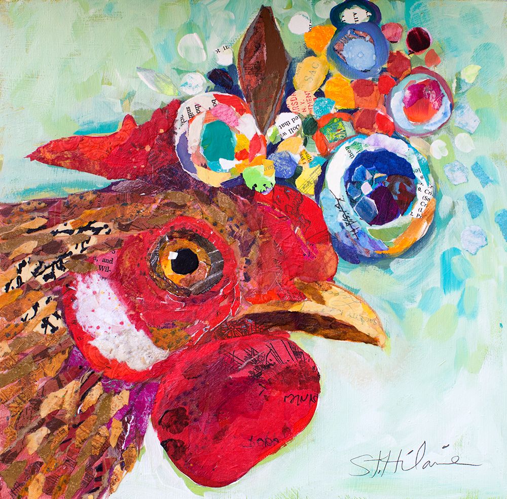 Floral Hip Chicken art print by Elizabeth St Hilaire for $57.95 CAD
