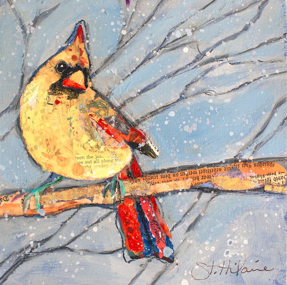 Winter Cardinal Female art print by Elizabeth St Hilaire for $57.95 CAD