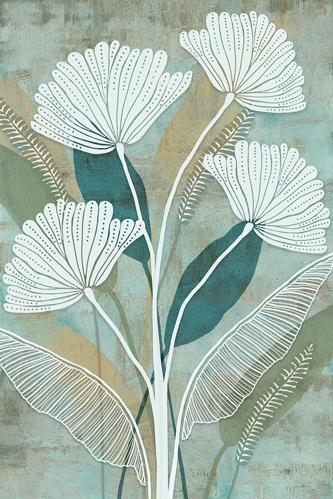 White Linear Floral art print by Flora Kouta for $57.95 CAD