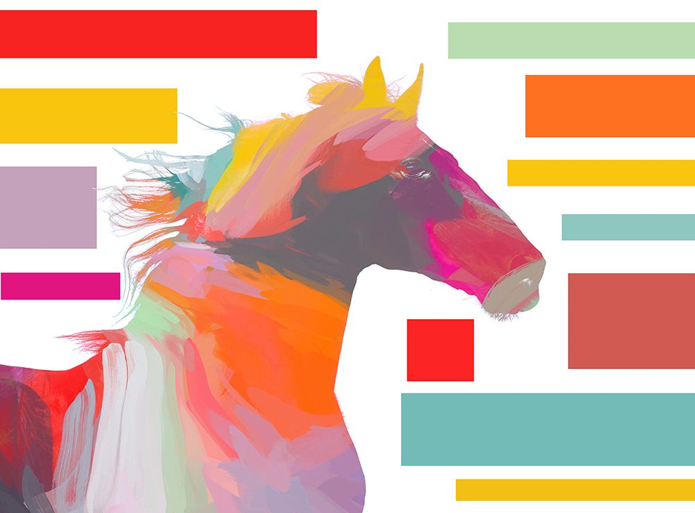 Orange Abstract Modern Horse Block art print by Irena Orlov for $57.95 CAD
