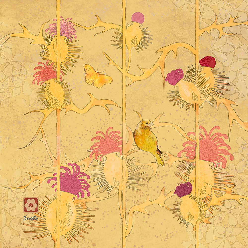 Gold Finch Thistles art print by Evalia Designs for $57.95 CAD