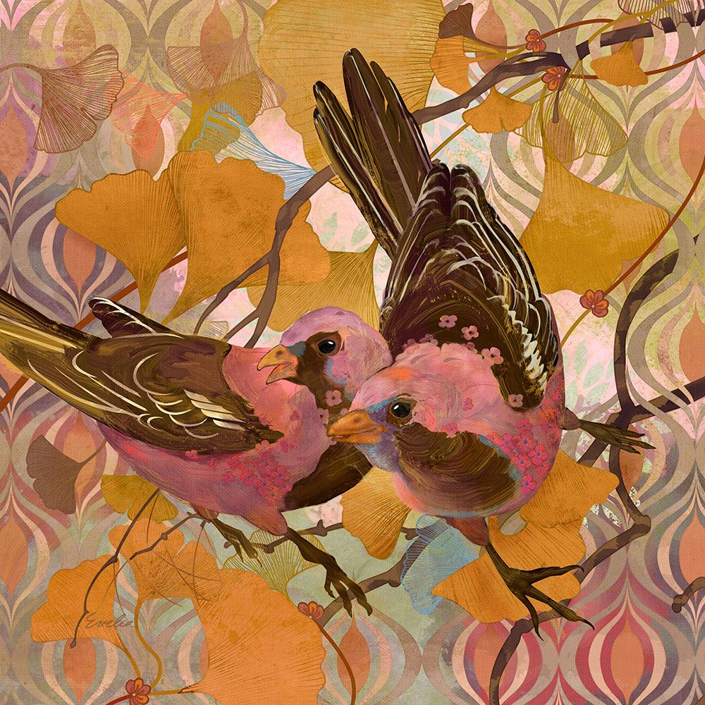 Gingko Modern Birds art print by Evalia Designs for $57.95 CAD