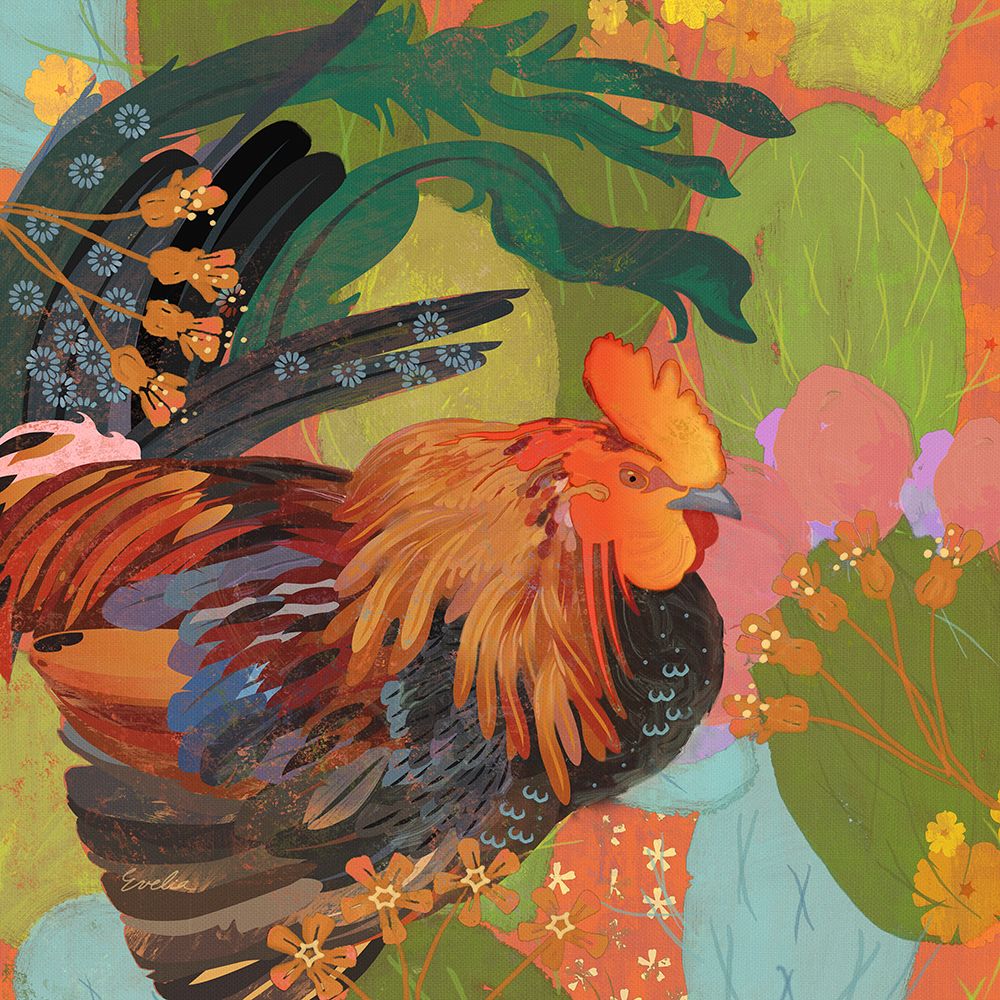 Mexican Rooster art print by Evalia Designs for $57.95 CAD