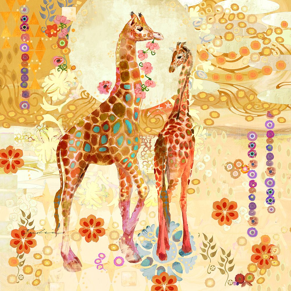 Giraffes in the Garden art print by Evalia Designs for $57.95 CAD