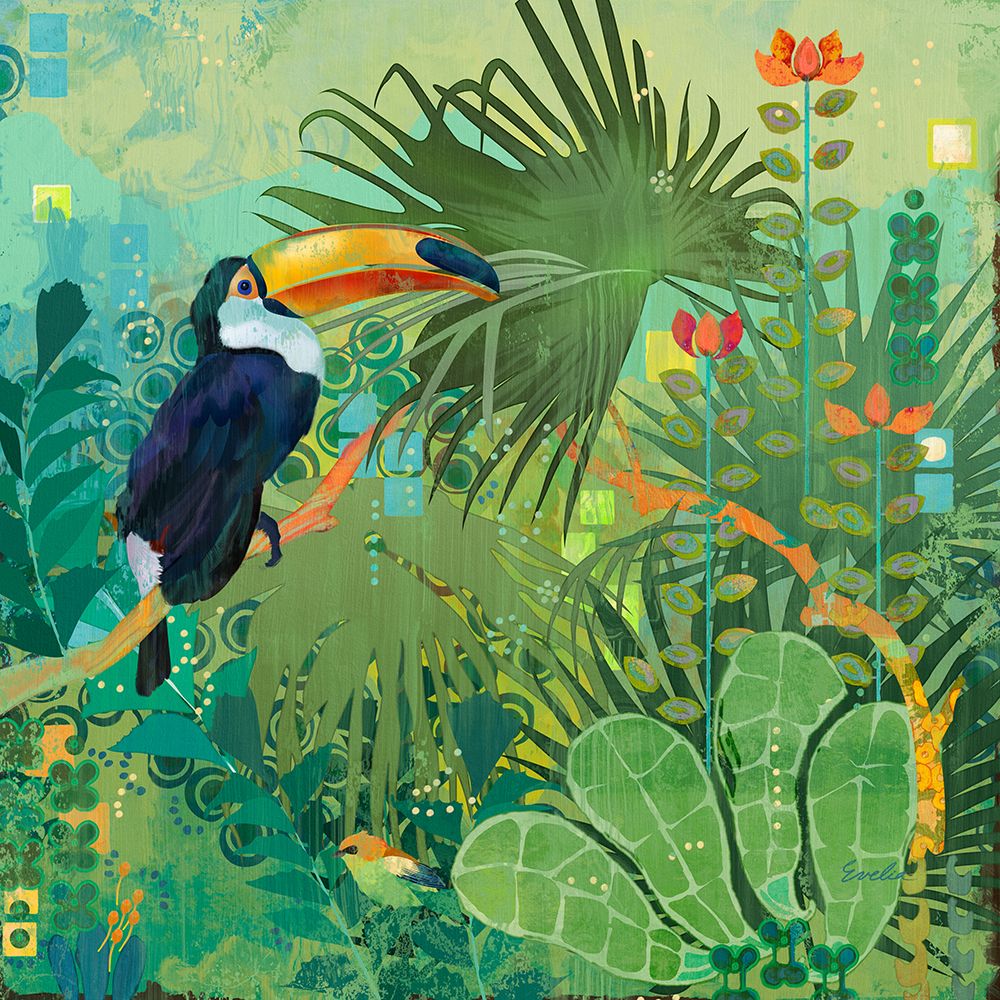 Toucans and Flowers I art print by Evalia Designs for $57.95 CAD