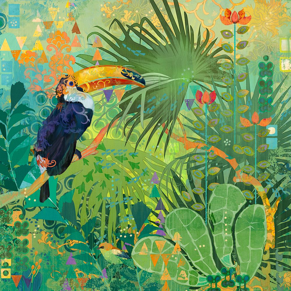 Toucans and Flowers II art print by Evalia Designs for $57.95 CAD