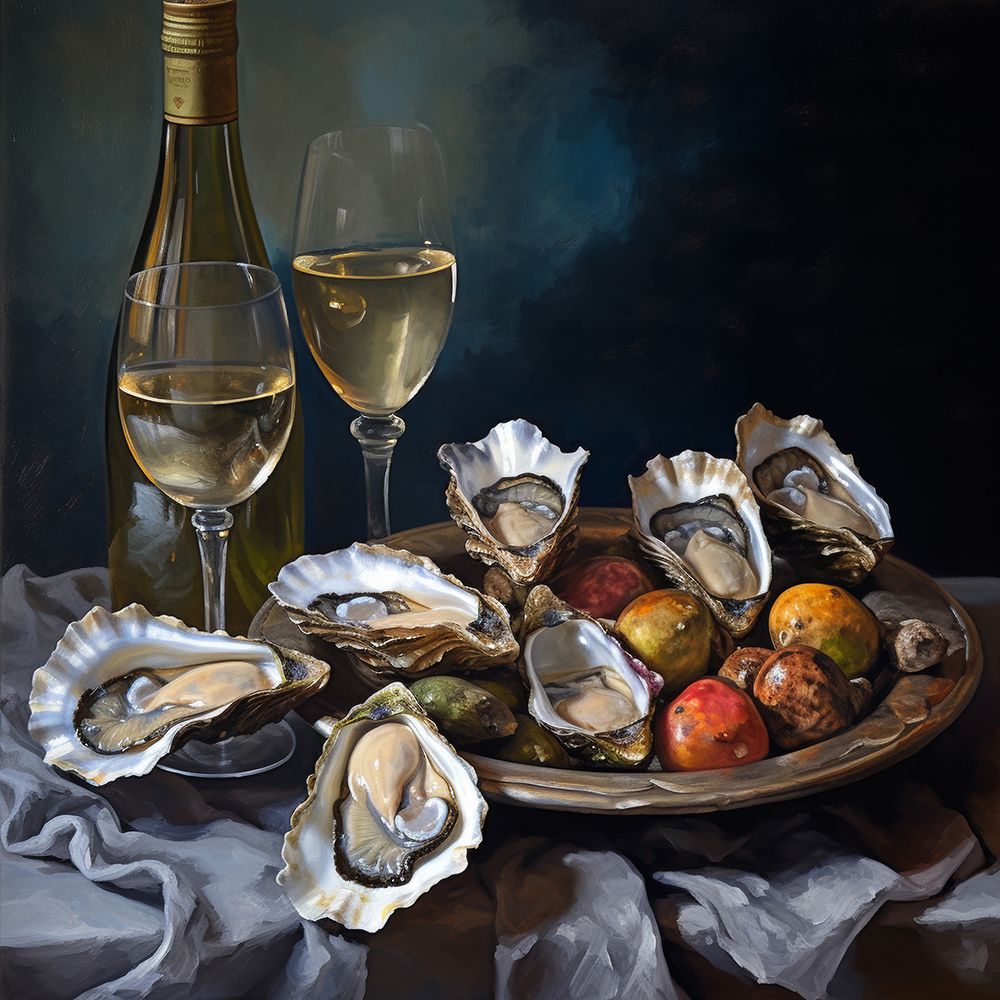 Wine Down with Oysters 2 art print by Lazar Studio for $57.95 CAD