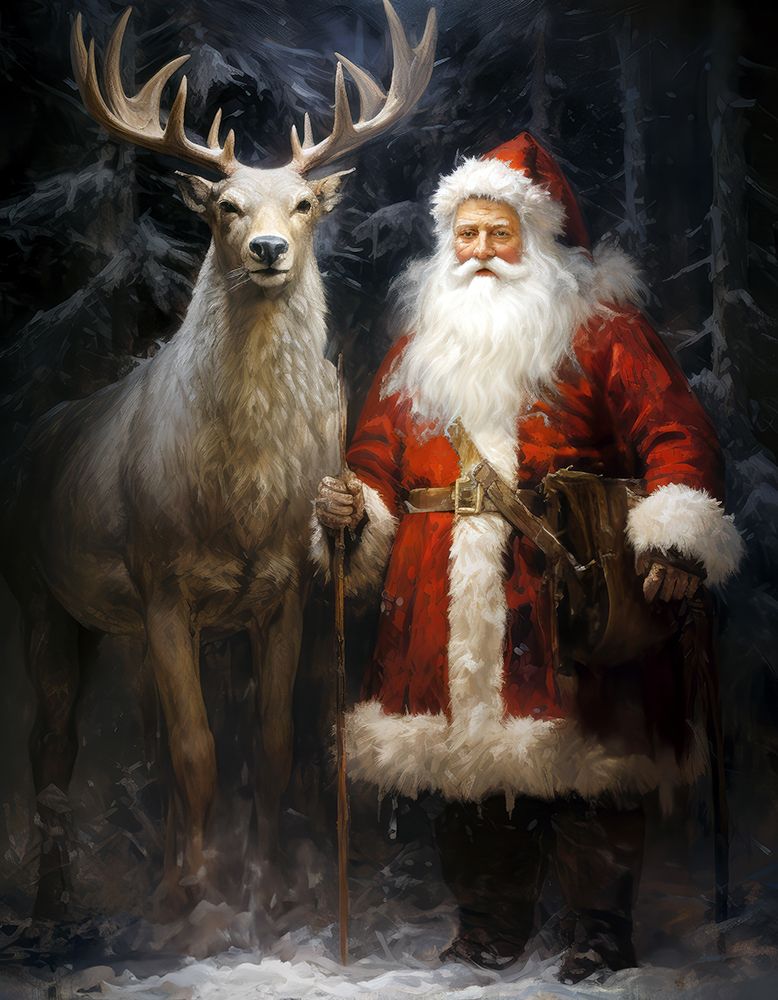 Santa And His Reindeer art print by Ray Powers for $57.95 CAD