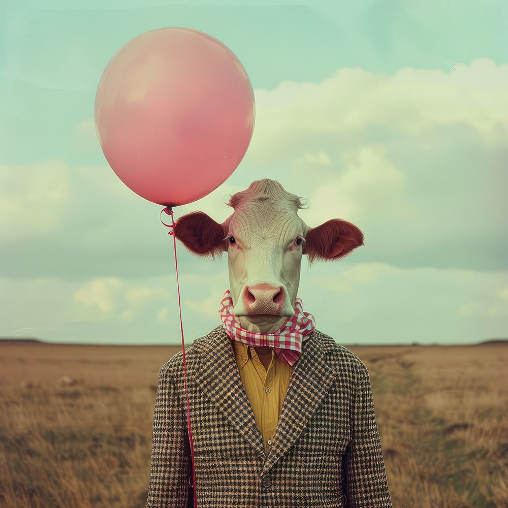 Cow Balloon Buddy art print by Lazar Studio for $57.95 CAD