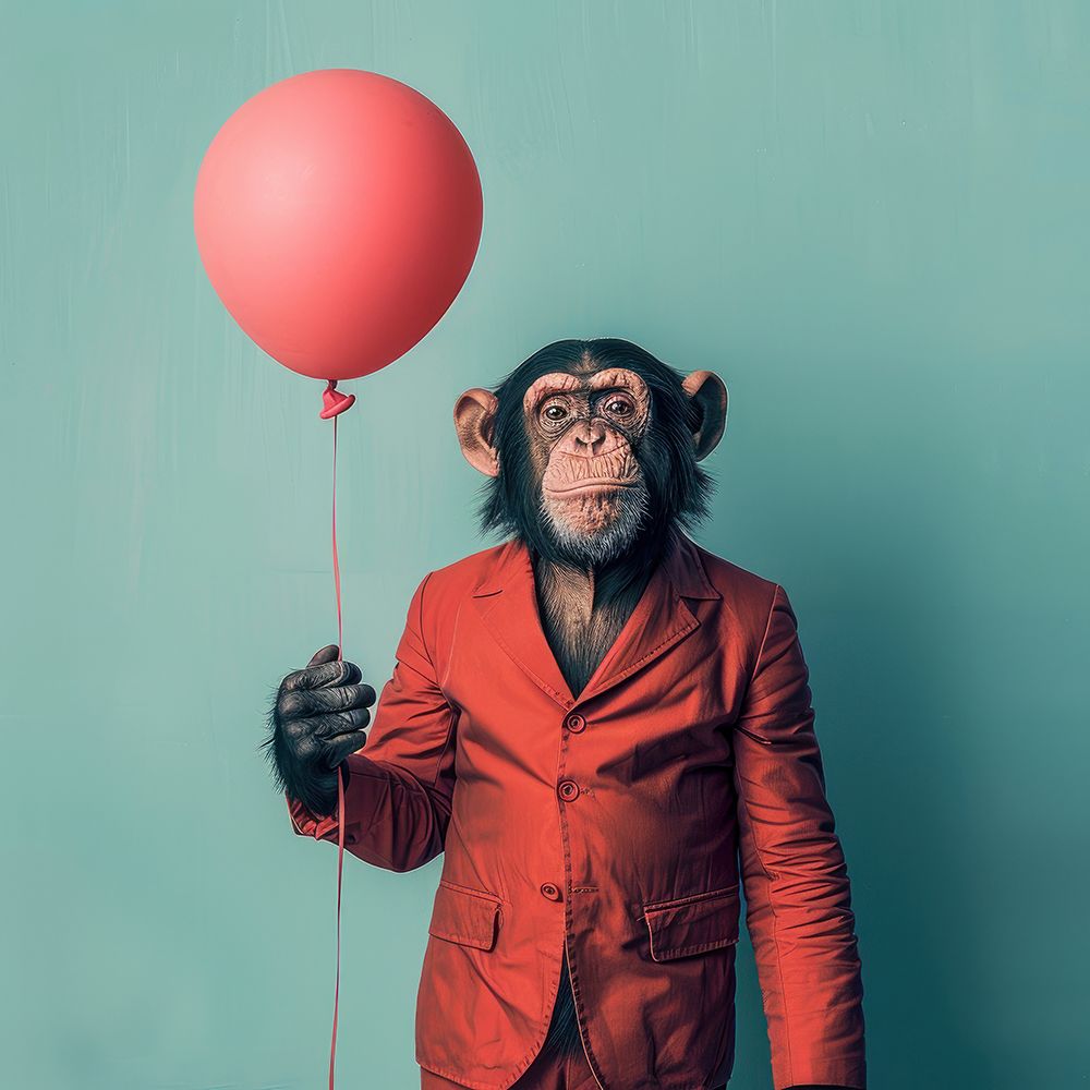 Chimp Balloon Buddy art print by Lazar Studio for $57.95 CAD