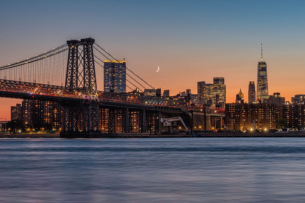 Moonrise Near Williamsburg Bridge art print by Franklin Kearney for $57.95 CAD