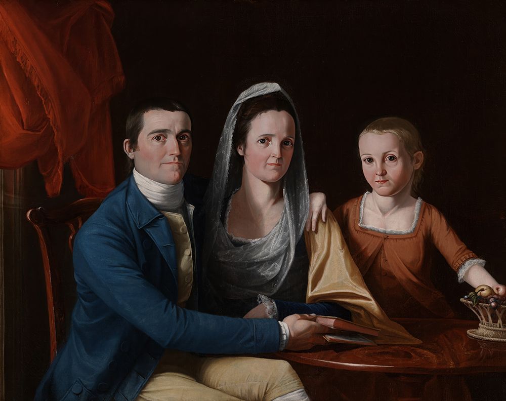 Jonathan Trumbull, Jr. with Mrs. Trumbull Eunice Backus and Faith Trumbull 1777 art print by John Trumbull for $57.95 CAD
