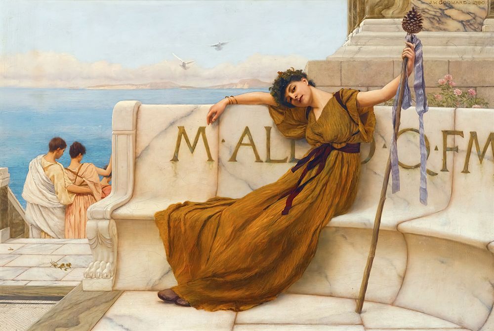 A Priestess Of Bacchus 1890 art print by John William Godward for $57.95 CAD
