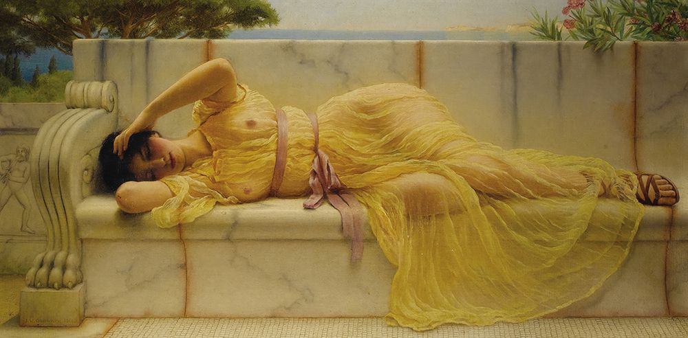 Girl in Yellow Drapery 1901 art print by John William Godward for $57.95 CAD