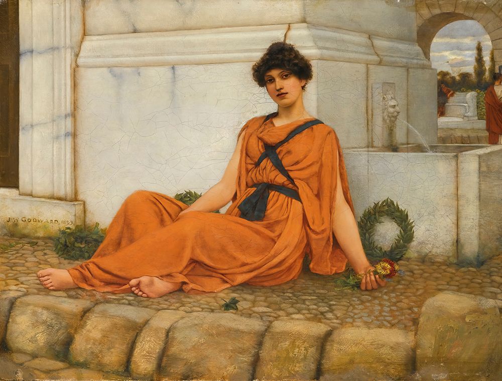 Repose, The Flower Girl 1899 art print by John William Godward for $57.95 CAD