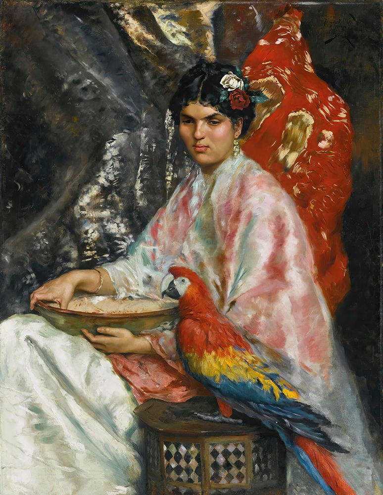 Lady With A Parrot 1875 art print by Julius LeBlanc Stewart for $57.95 CAD