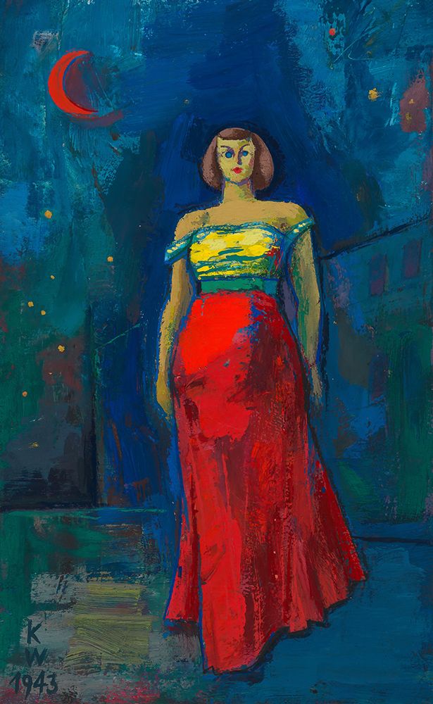 Frau in gelb-rotem Kleid 1943 art print by Karl Wiener for $57.95 CAD