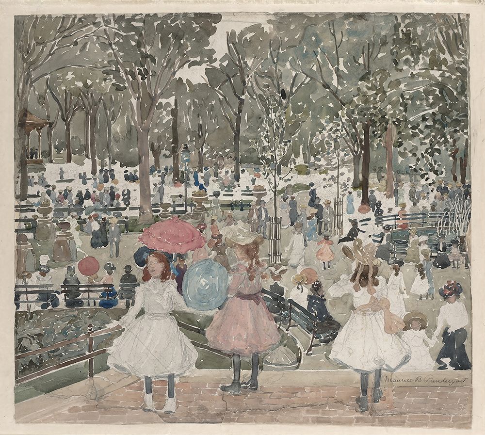 The Mall, Central Park 1900 art print by Maurice Prendergast for $57.95 CAD