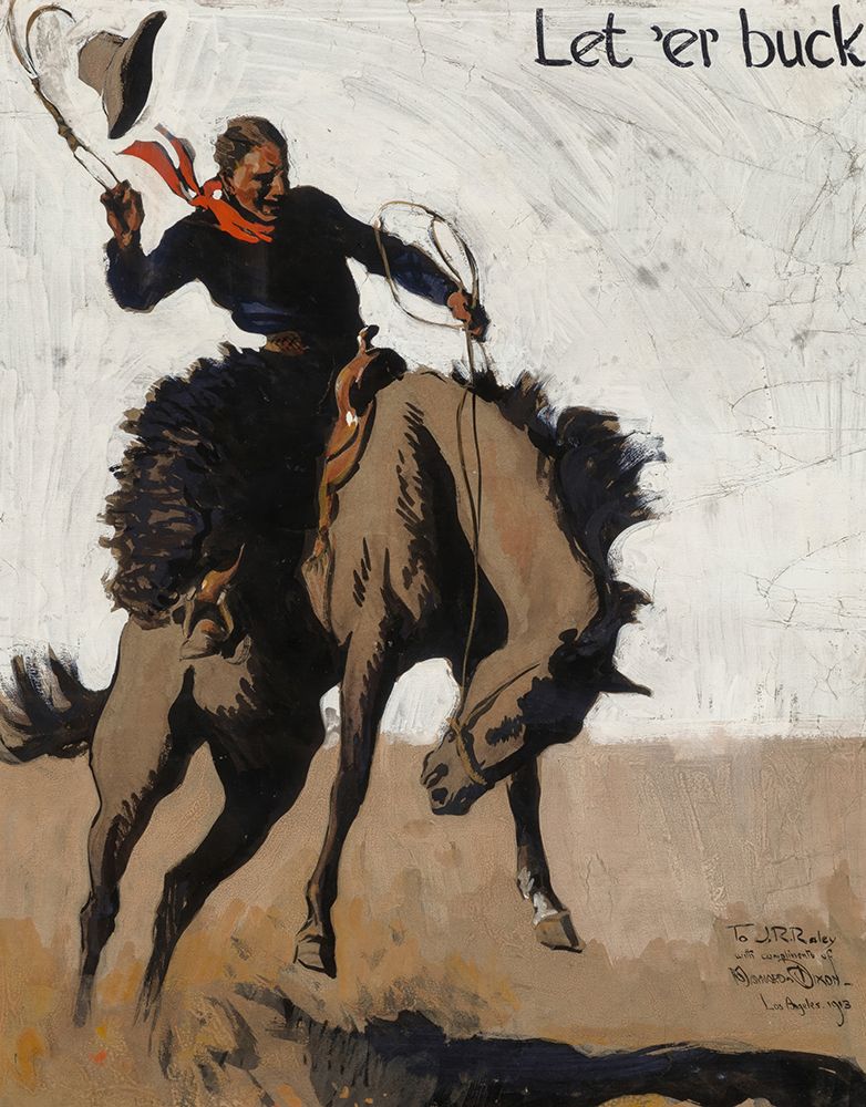 Let ΓÇÿer Buck! Pendleton Round Up 1913 art print by Maynard Dixon for $57.95 CAD