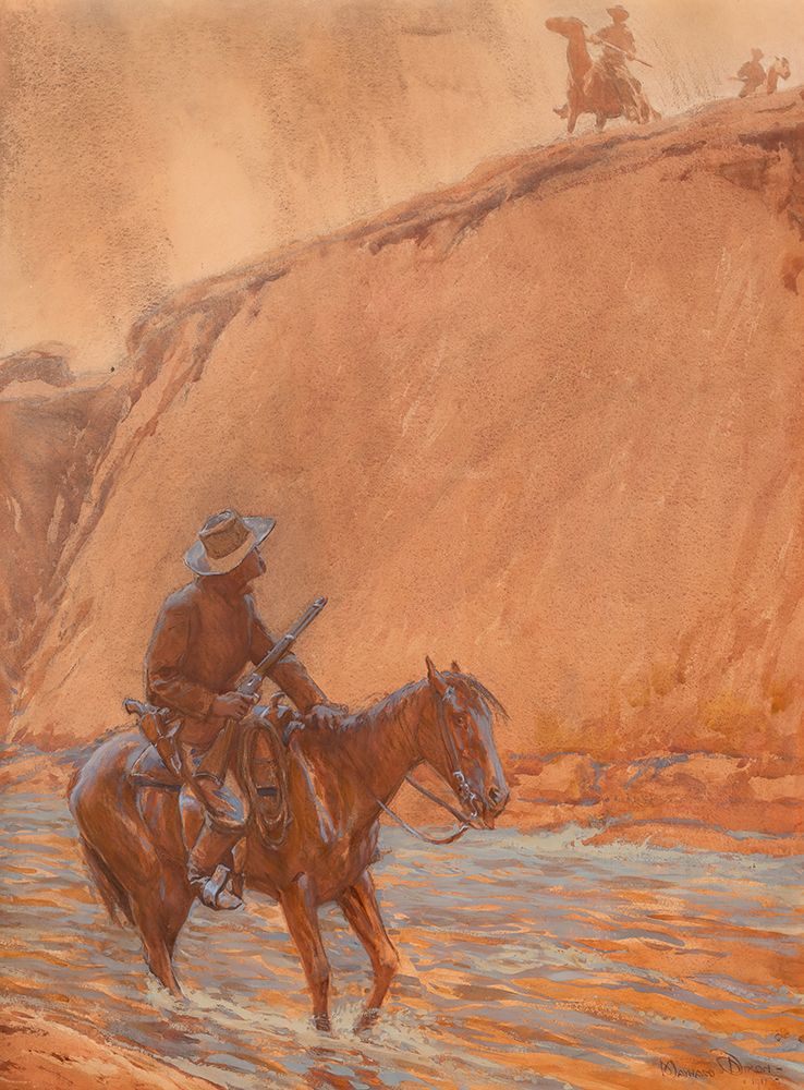 The Fugitives Horse Plunged into the Deep Water 1911 art print by Maynard Dixon for $57.95 CAD