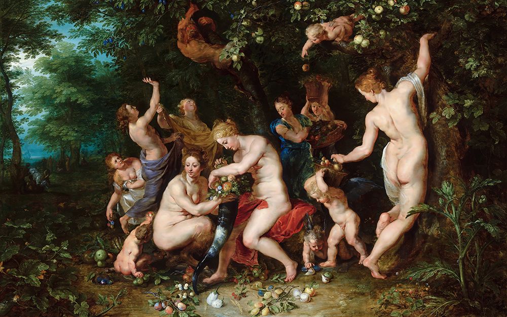 Nymphs Filling The Cornucopia 1615 art print by Peter Paul Rubens for $57.95 CAD
