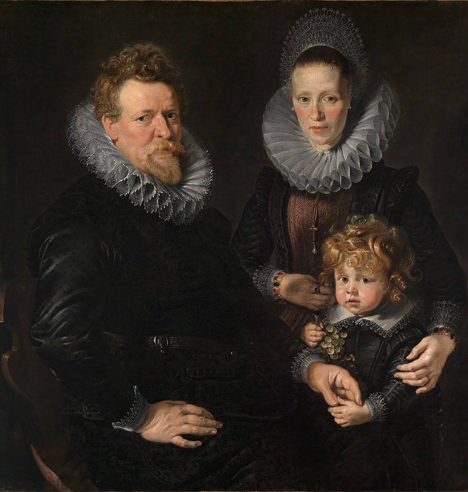 Portrait of the Brussels goldsmith Robert Staes, his wife Anna and their son Albert 1610 art print by Peter Paul Rubens for $57.95 CAD