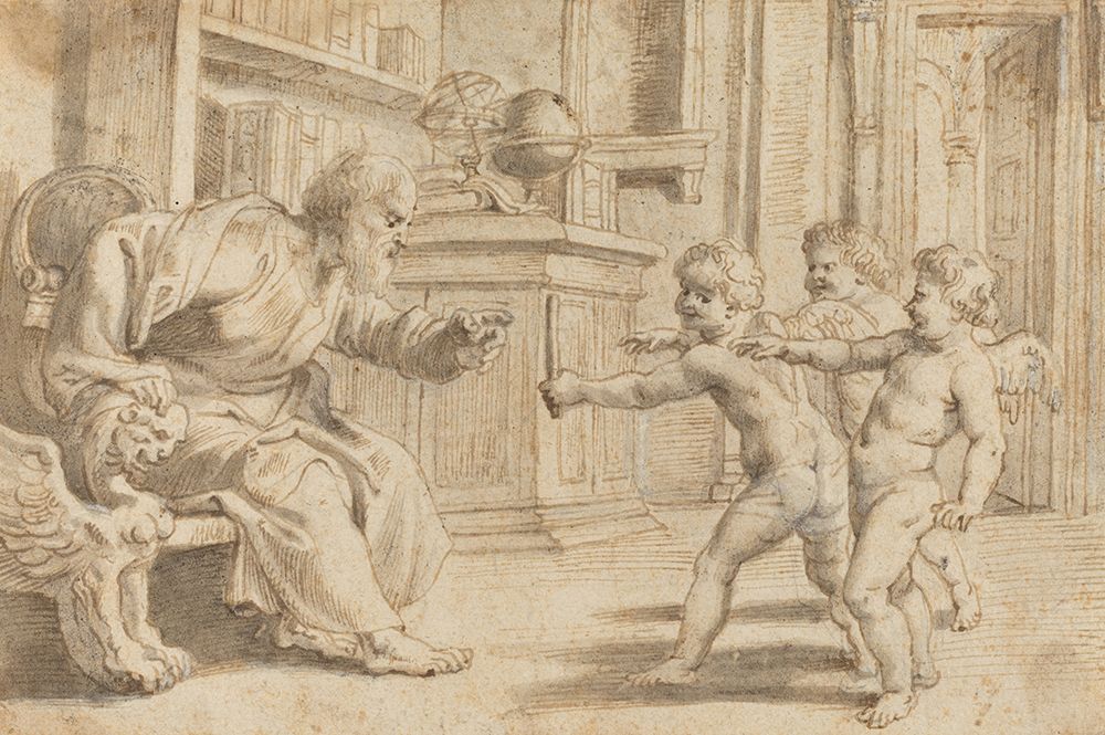 Putti Testing a Mans Perception of Depth 1613 art print by Peter Paul Rubens for $57.95 CAD