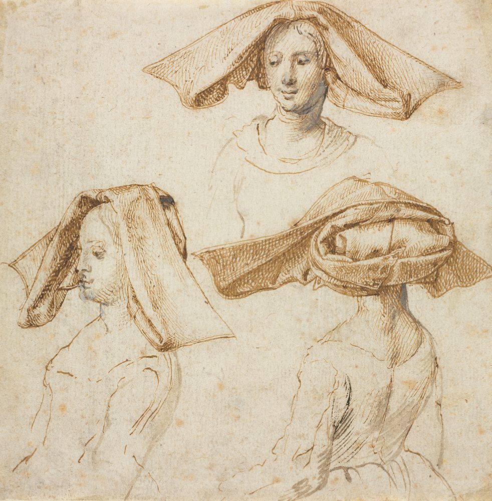 Three Studies of a Woman Wearing an Elaborate Headdress art print by Peter Paul Rubens for $57.95 CAD