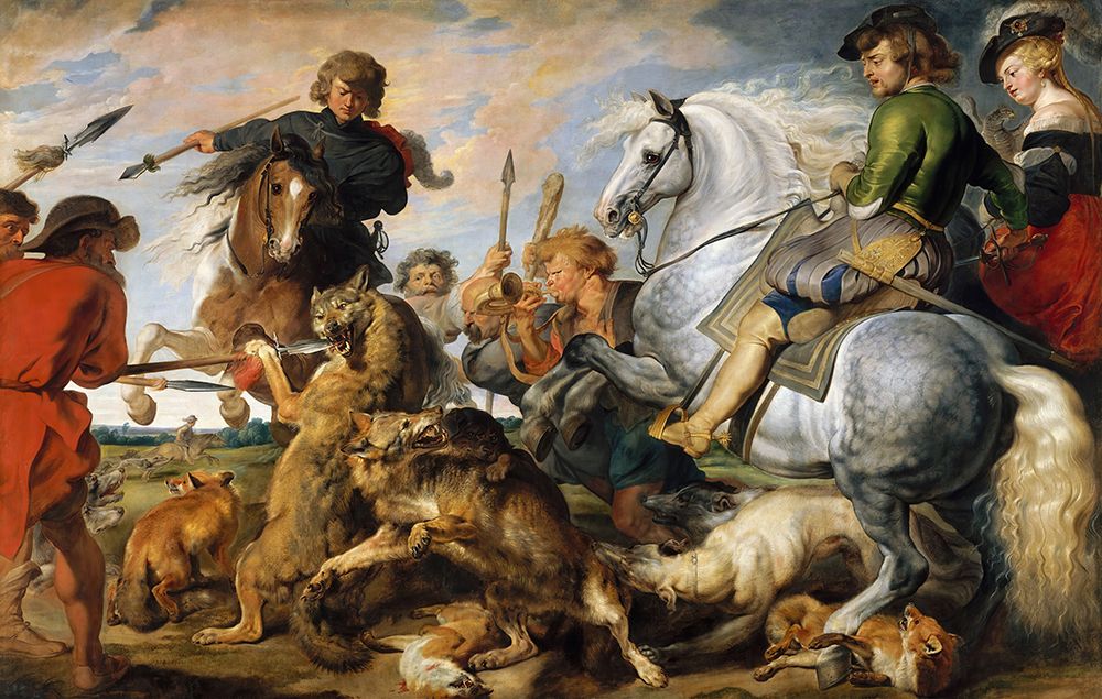 Wolf and Fox Hunt 1616 art print by Peter Paul Rubens for $57.95 CAD