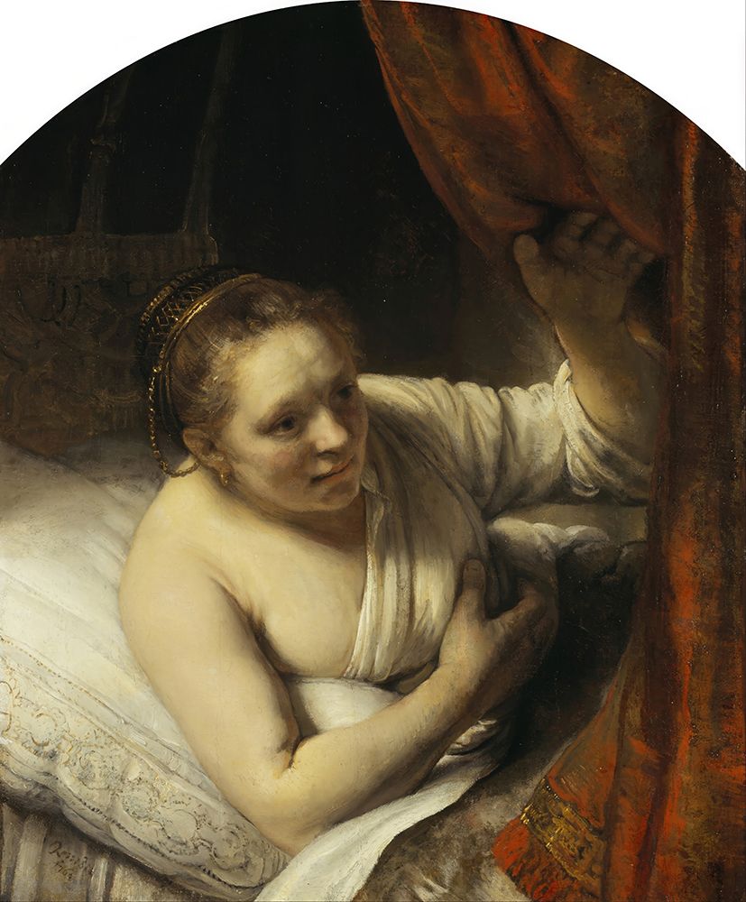 A Woman in Bed 1645 art print by Rembrandt for $57.95 CAD