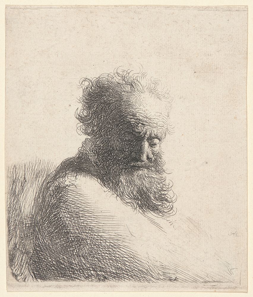 Bust of an Old Bearded Man Looking Down 1631 art print by Rembrandt for $57.95 CAD